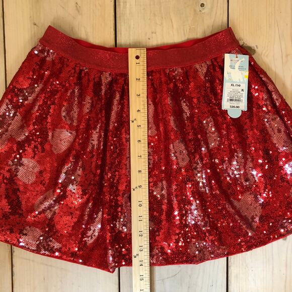 Cat & Jack NWT Girls' Red Heart Sequined Skirt Size XL (14) - Picture 8 of 8